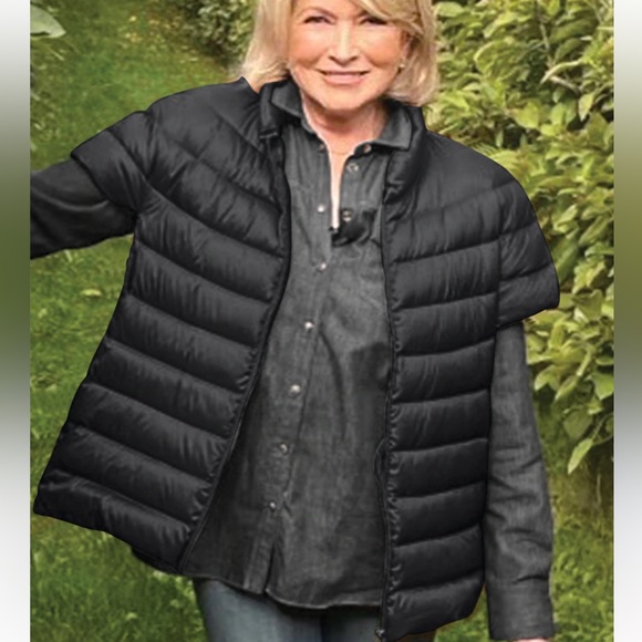 NEW Martha Stewart Down Puffer Vest Black 2X Cap Sleeves Fall Winter Zip Pockets - Picture 1 of 12